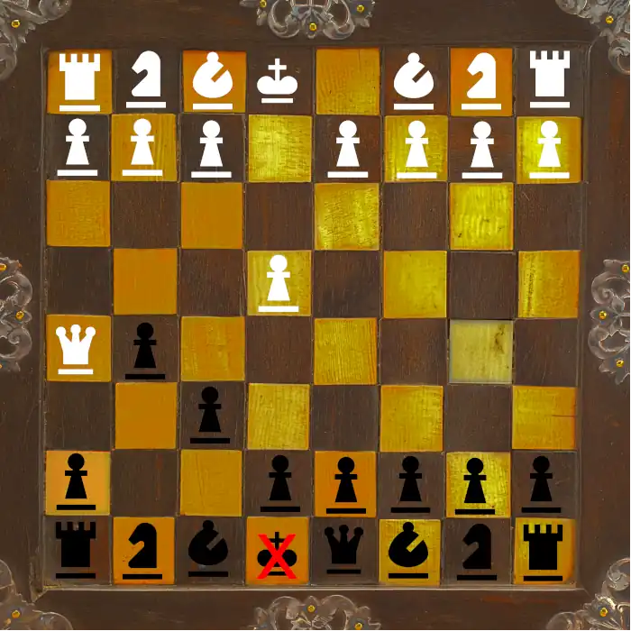 The White Queen checkmates the Black King.