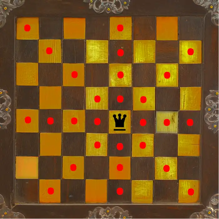 Queens move horizontally, vertically, or diagonally any number of 
        spaces.