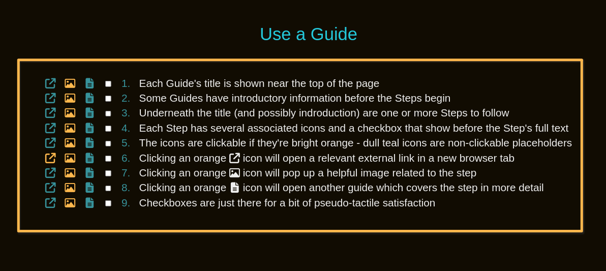 A Guide's steps are shown below its title (and introduction if any)